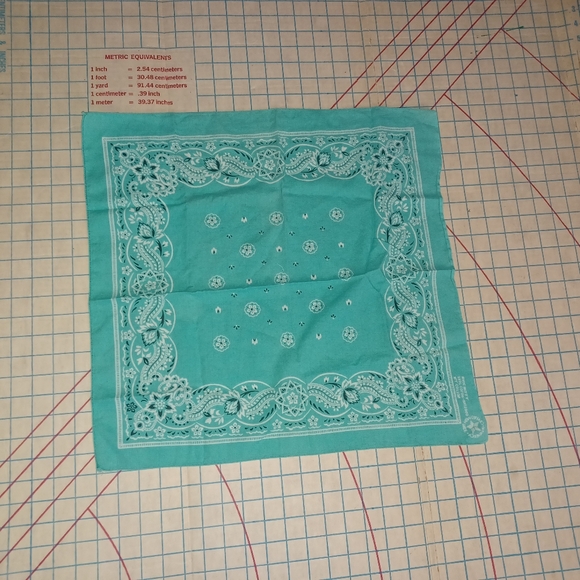 Vintage Made in the USA Turquoise Paisley Bandana Circa 1970s - Picture 1 of 6